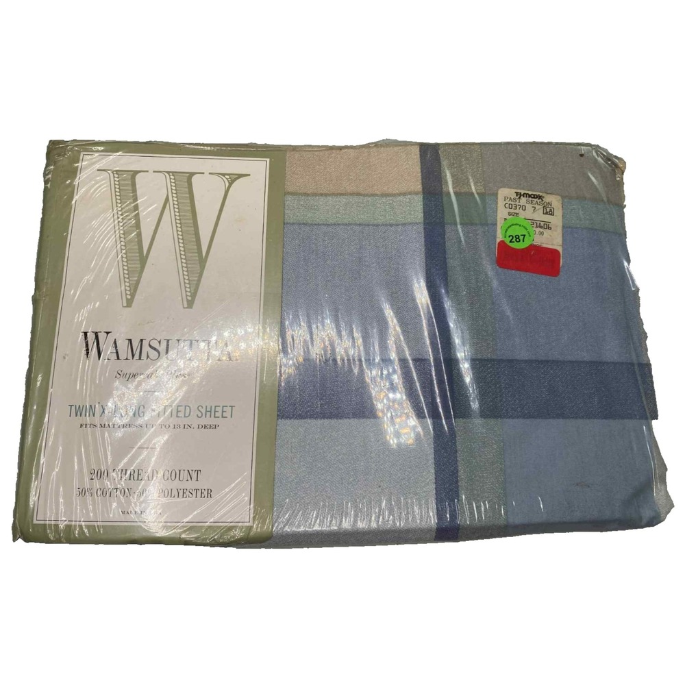 Vintage Wamsutta Supercale Plus plaid Twin X-long Fitted Sheet‎ 39x81" Mattress